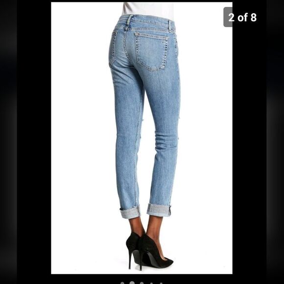 Medium wash, super soft, distressed Rag&bone skinny jeans w/distressed hem sz25! - Picture 2 of 13
